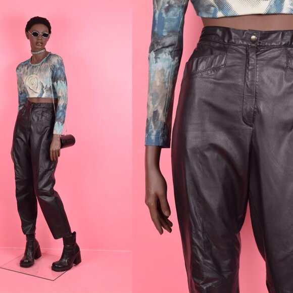 Pants - 80s High Waisted Leather Pants/ US 9-10/ 1980s (Final Price)